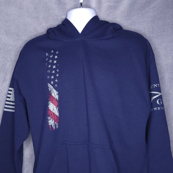 Grunt Style Mens Hoodie Sweatshirt Large Navy Blue Patriotic Imperfect - Picture 1 of 6